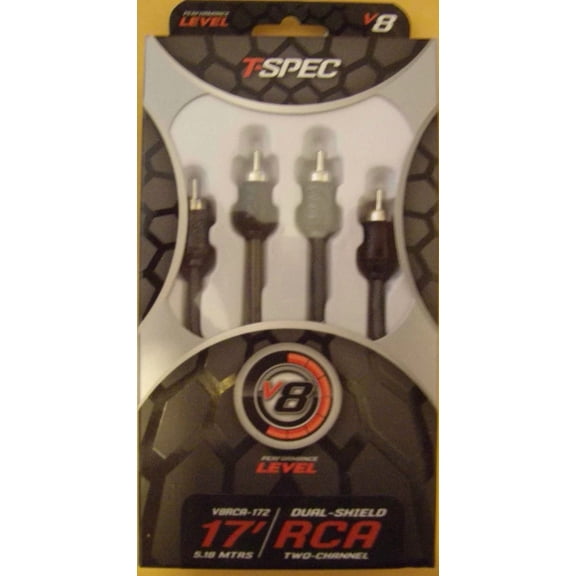 Tspec V8Rca-172 17' Dual Shield Twist Rca Car Audio Wires Cables Interconnect