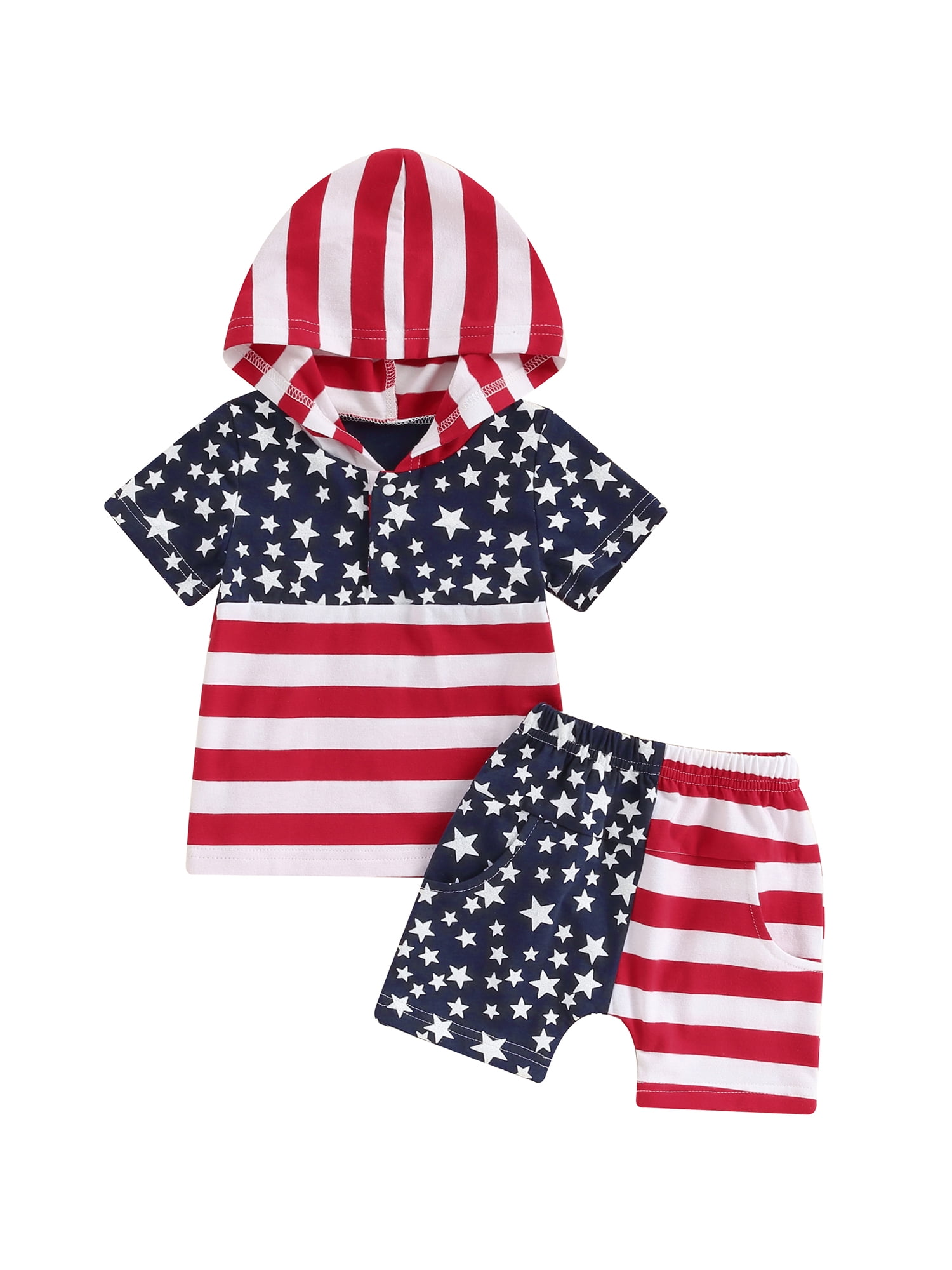 Tsseiatte Baby Boy Summer Outfits Short Sleeve Stars and Stripes Print
