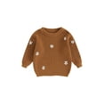 thumbnail image 1 of Tsseiatte Baby Girls Knitted Sweater Floral Embroidery Casual Warm Long Sleeve Pullovers Infant Knitwear for Toddler, 1 of 6