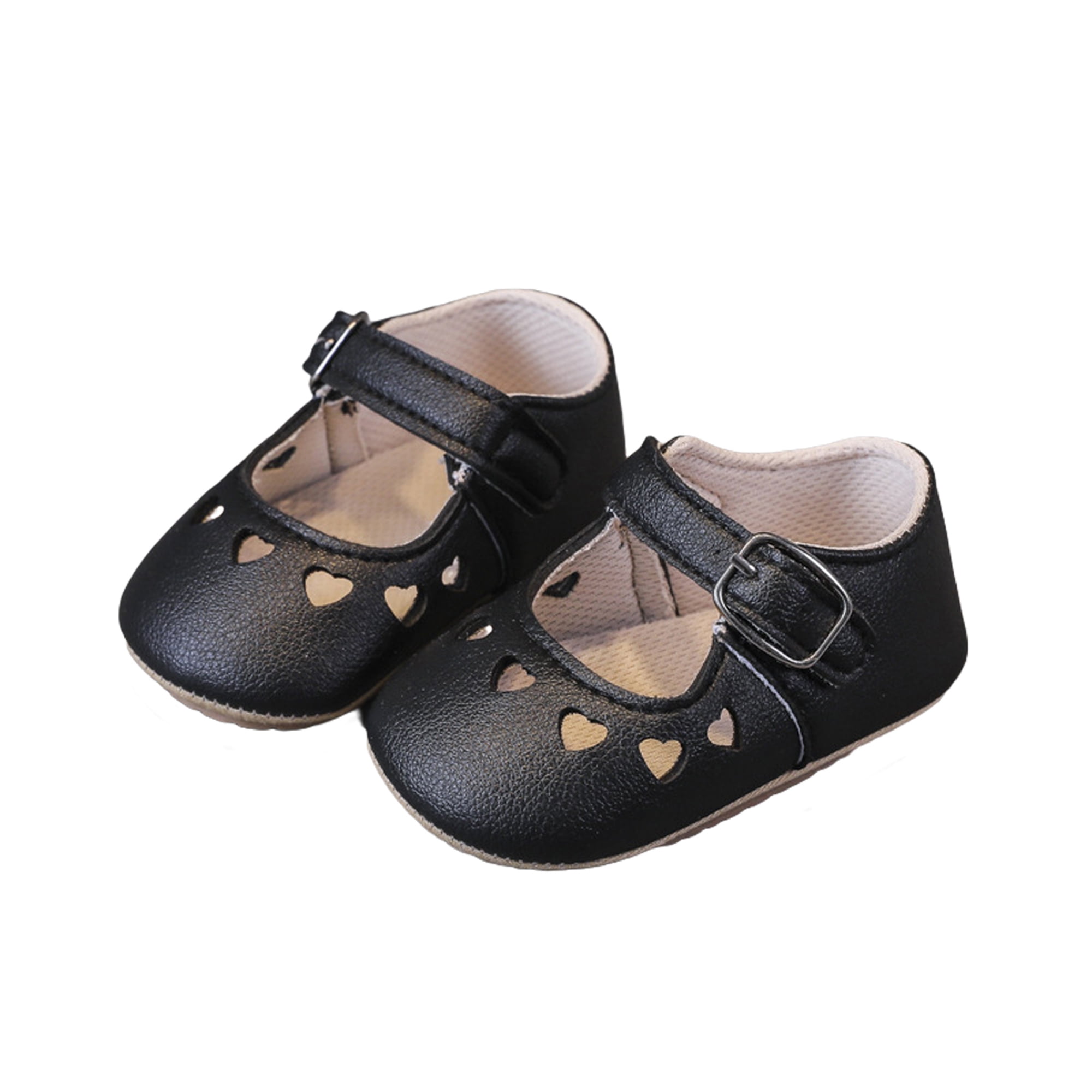 Tsseiatte Baby Girls Princess Flat Shoes Heart Cutout Soft Sole Nonslip Infant Toddler Walking