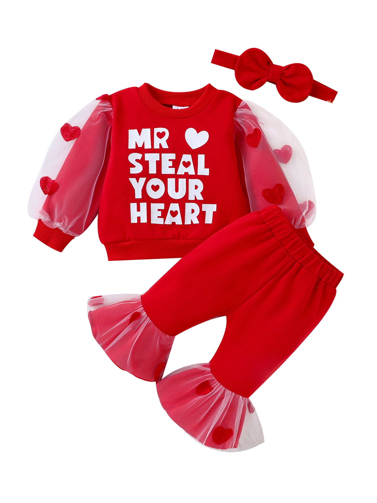 Tsseiatte Baby Girls Valentine´s Day Sets Long Sleeve Heart Letter