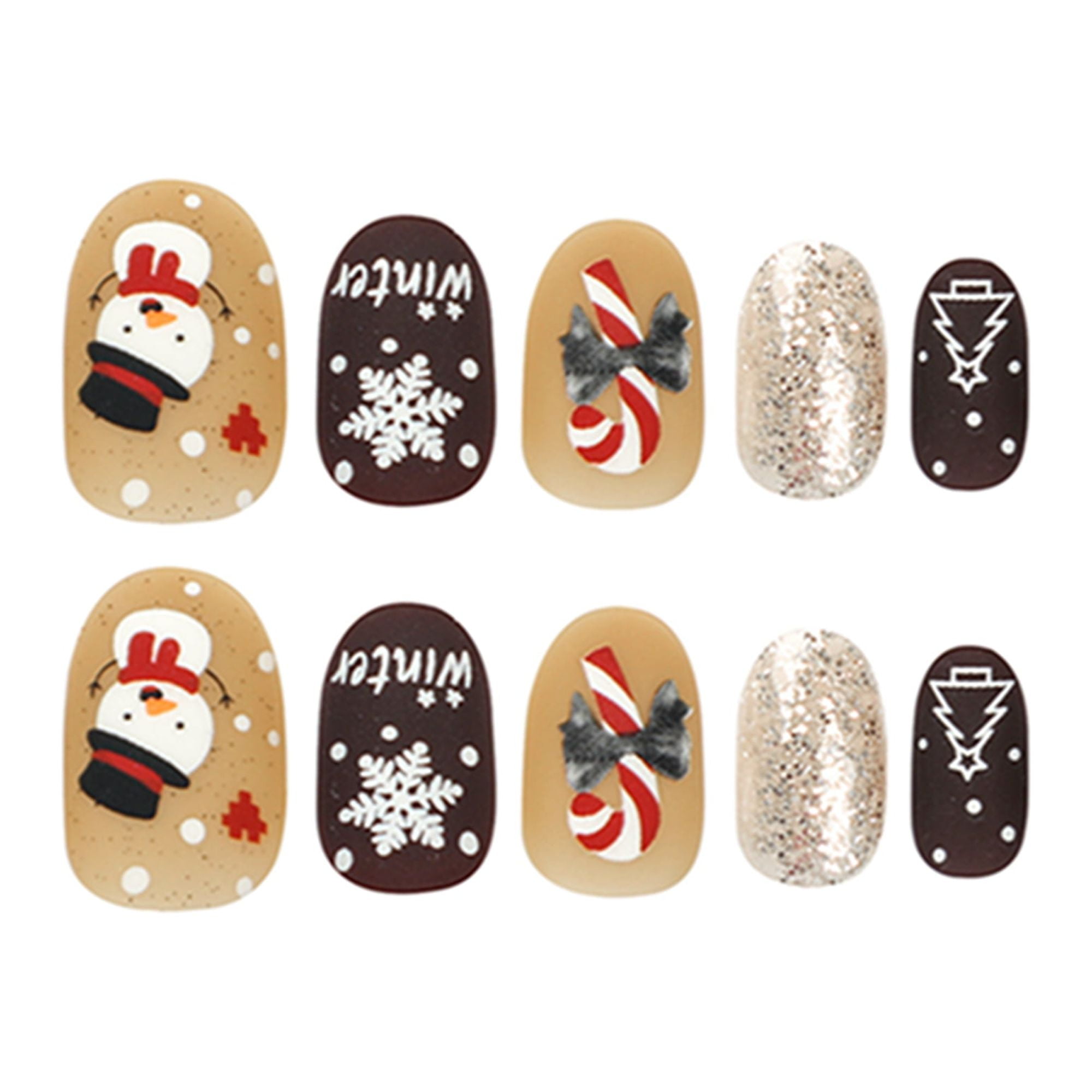 Tsseiatte Christmas Press on Nails 24Pcs Short Oval Nails Glue On Fake