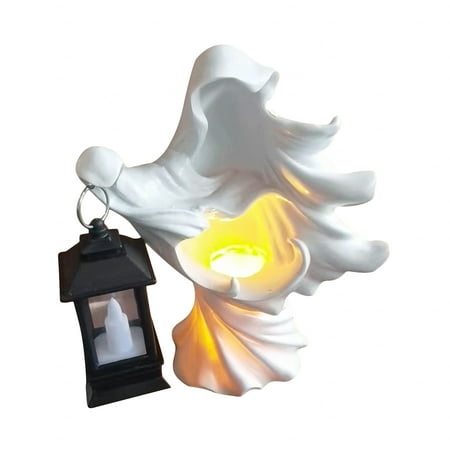 Tsseiatte Halloween Decorative Sculpture, Resin Witch with Lantern Art Statue Figurine for Home, Indoor, Outdoor