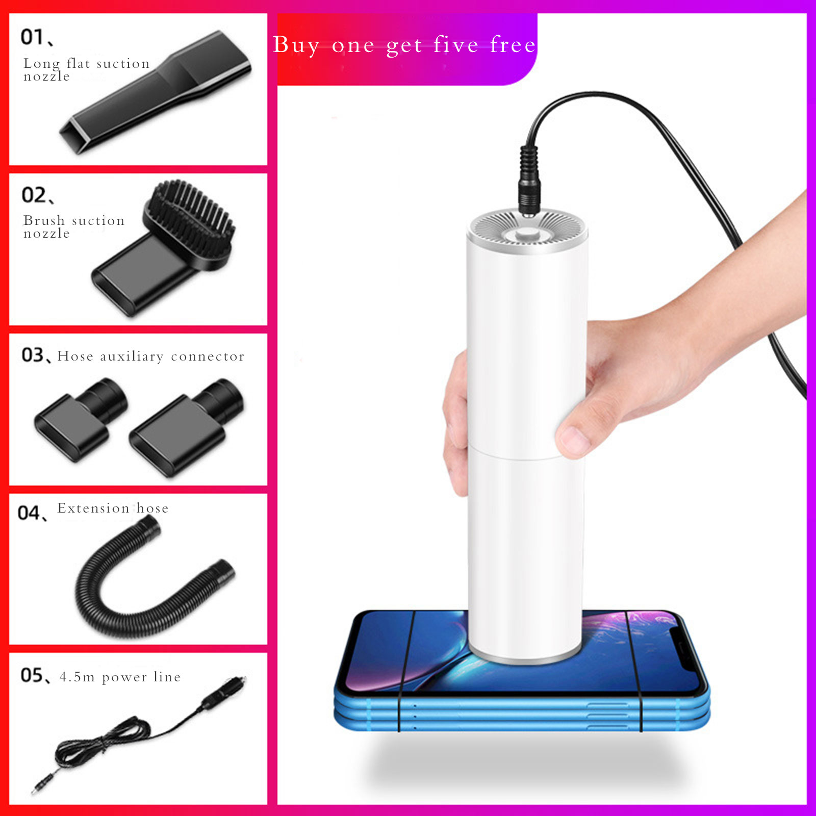 Tsseiatte Mini Car Vacuum Cleaner with Multiple Filtration System