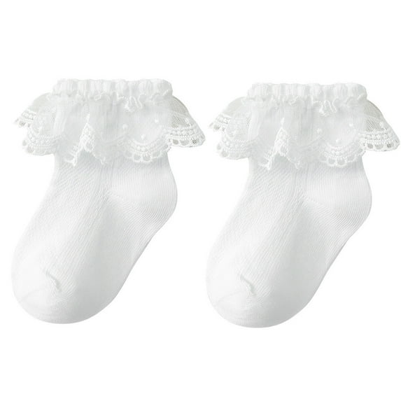 Tsseiatte Toddler Baby Girl's Socks Cute Ruffle Lace Frilly Dress Socks Eyelet Ankle Socks Princess Ruffle Socks 0-12 Years