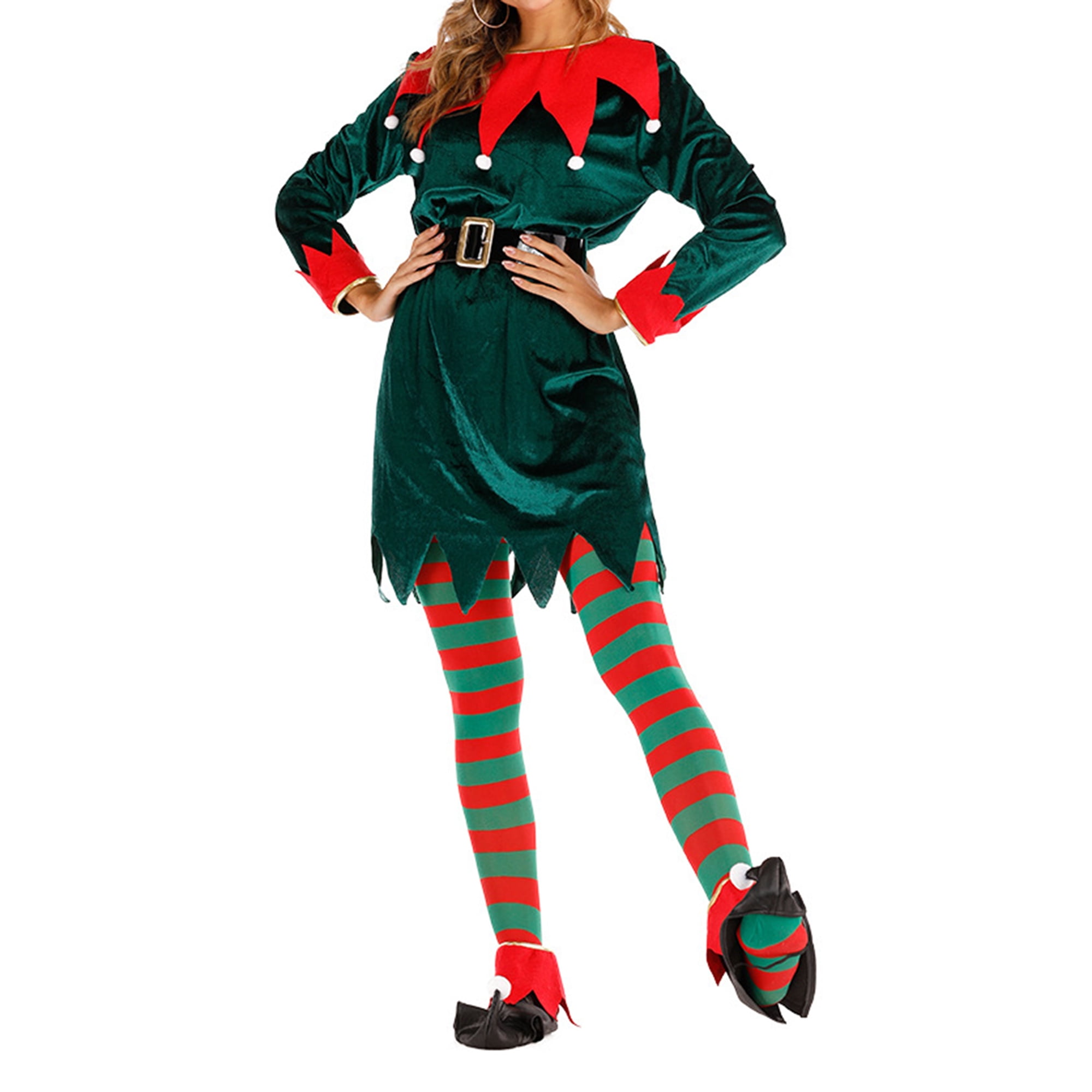 Tsseiatte Women Elf Outfits Christmas Adult Hat Stocking Costume Elf