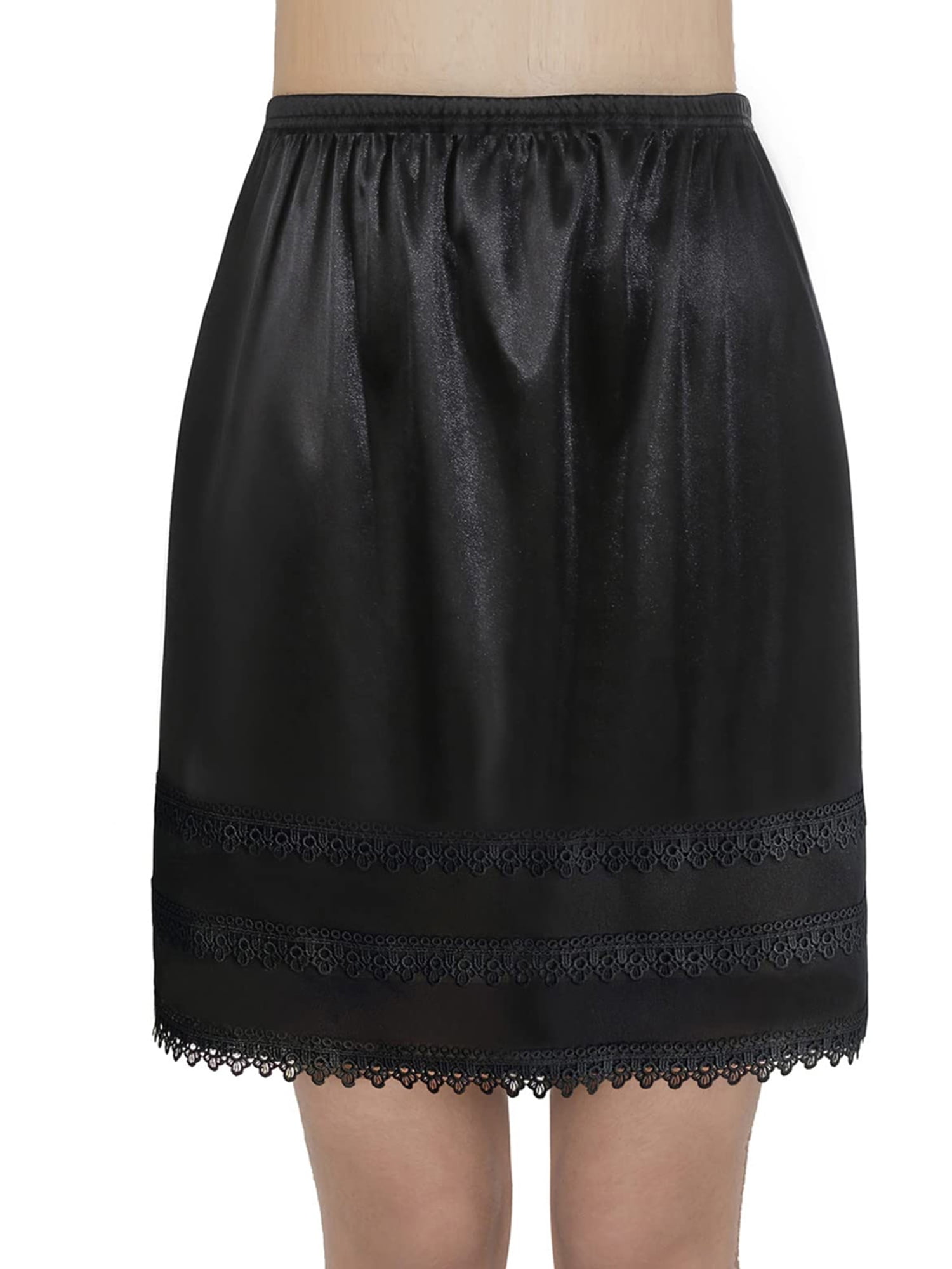 Tsseiatte Women Half Slip, Elastic Waist Lace Patchwork Satin Mini