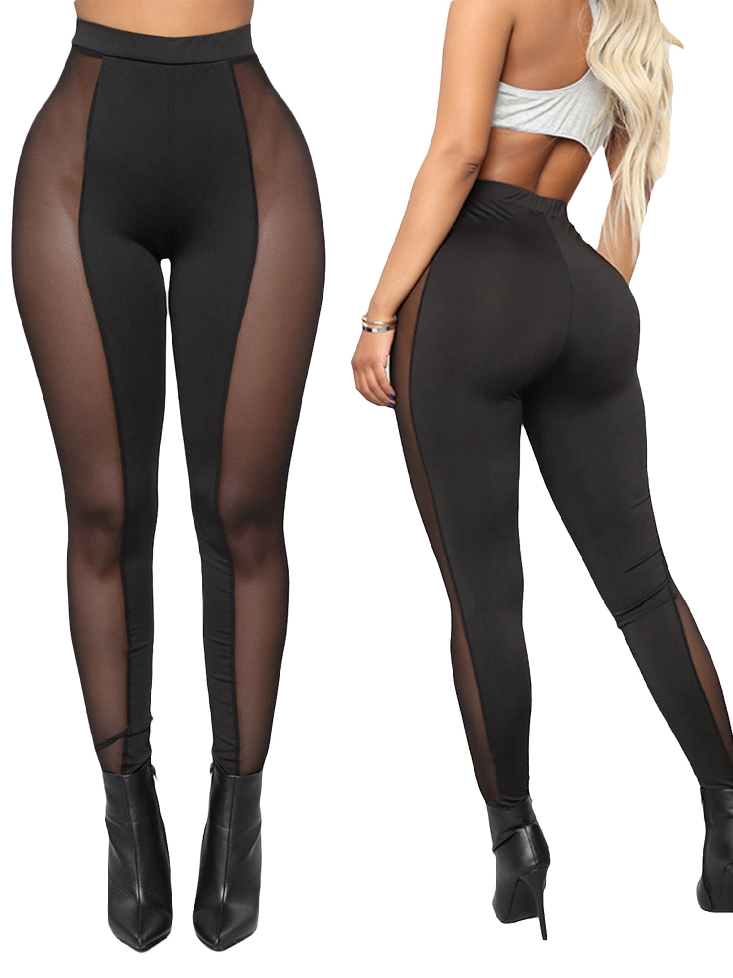 Sxglamr Women's See Through Leggings Sexy Elastic Pencil Sheer Pants Black  Mesh High Waist Casual Tights, Black Curve, Small : : Clothing,  Shoes & Accessories