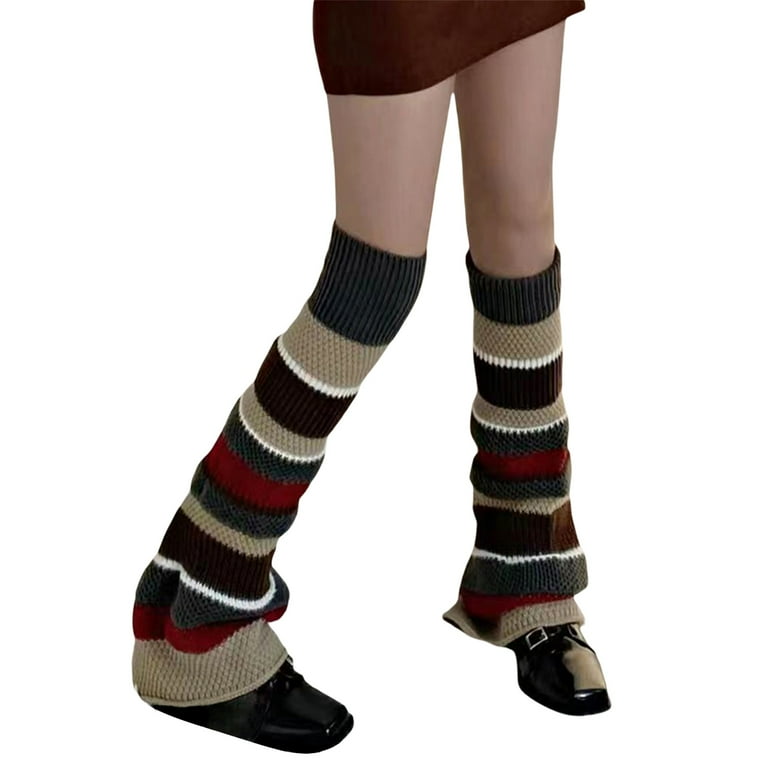 Tsseiatte Women’s Knee High Socks Flared Striped Leg Warmers Knit 