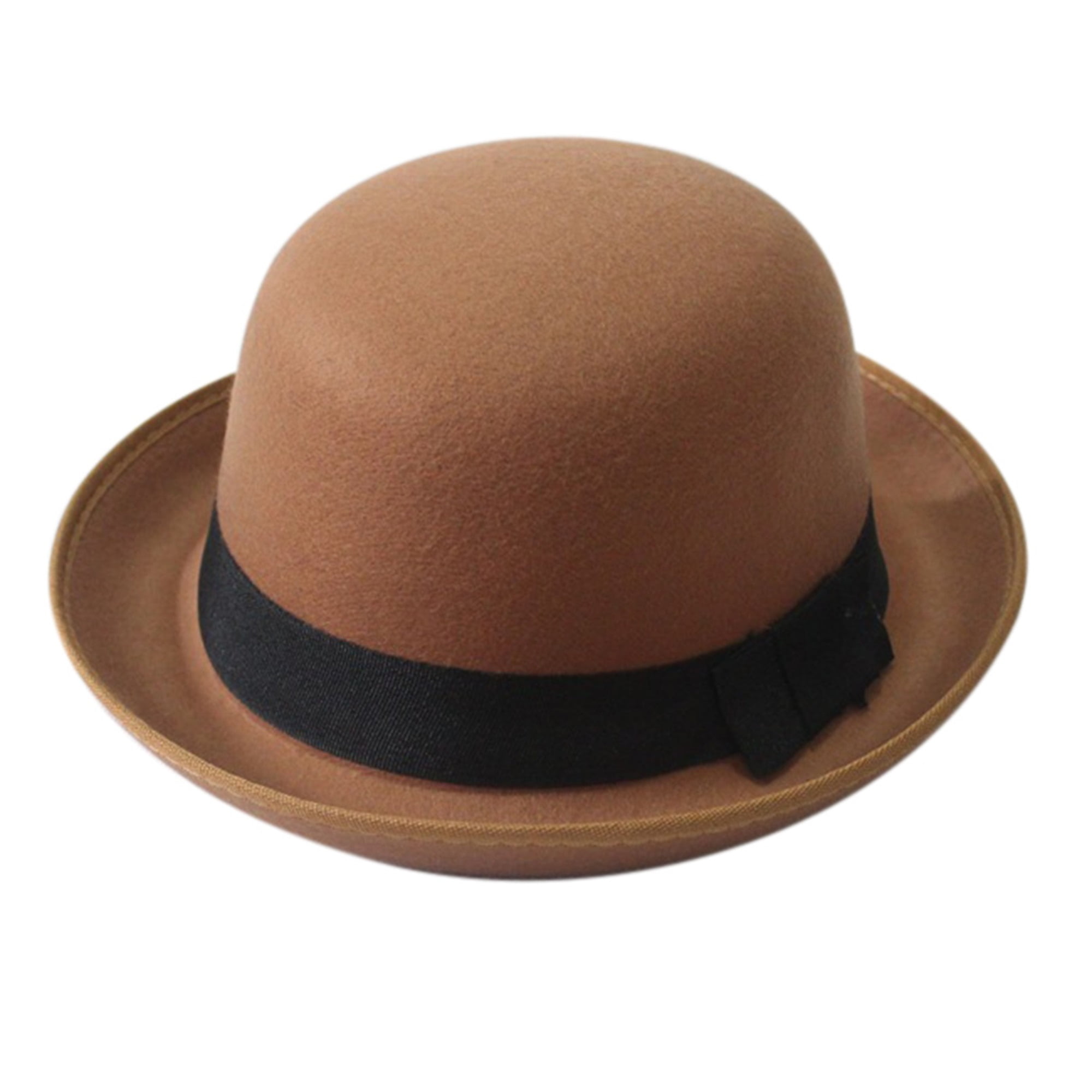 Tsseiatte Women's Melon Bowler Hat Vintage Felt Hat Cloche Church Hats