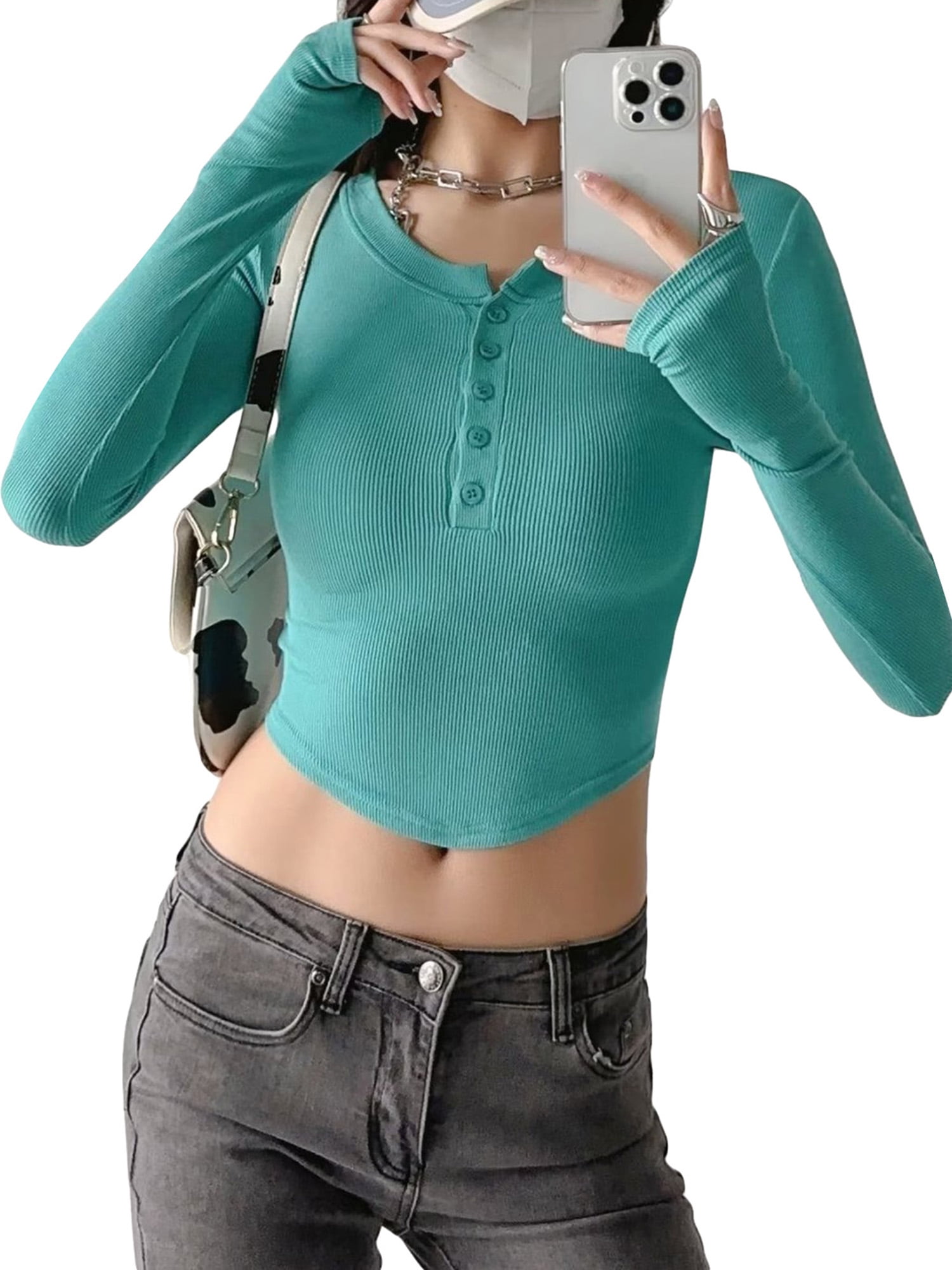 Womens Base Layer Shirt Fashion Slim Fit Long Sleeves Undershirt O-Neck  Casual Solid Color Bodycon T-Shirt Tops 