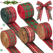 ADVEN Tssuoun 5 Rolls 30 Yards Christmas Red Plaid Ribbon Gingham Ribbon Check Wired Edge Wrapping Ribbon Tartan Ribbon for Christmas DIY Crafts Present Wrapping Home Decorations Bows (1 Inch Wide)