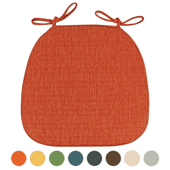 Tssuoun Chair Pads for Dining Chairs with Ties 4 Colors, Seat Cushions for Kitchen Chairs Farmhouse, Dining Room Chair Cushions Non Slip, Thick Washable Chair Cushion Pads Orange