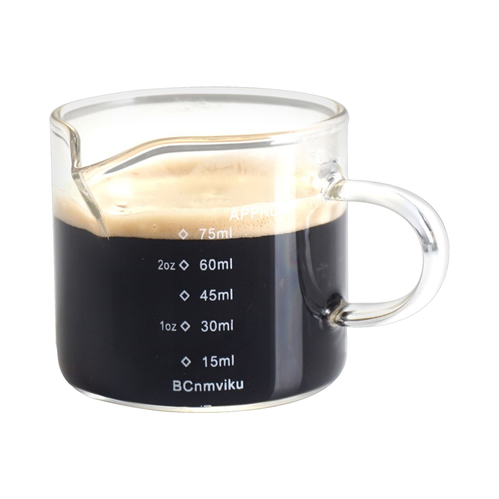 Tssuoun Glass VShaped Drainage Nozzle Espressos Cups With Handle Set