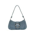 thumbnail image 1 of Tssuoun PU Retro Splicing Contrasting Color Tote Bag For Entertainment Venue Goers Female Square Tote Bag Denim Blue, 1 of 6