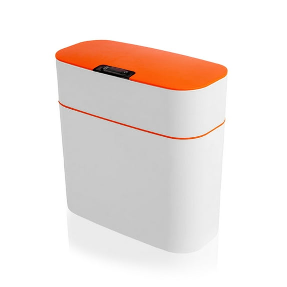 Tssuoun Smart Sensor Trash Can IPX5 Waterproof Automatic Induction Bathroom Garbage Bin Dustbin Rubbish Waste Bucket Living Room Orange White