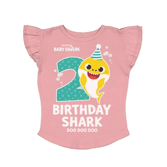 Tstars 2nd Birthday Baby Shark Shirt 2 Year Old Birthday Toddler Girl Ruffle Sleeve Top 2T Mauvelous