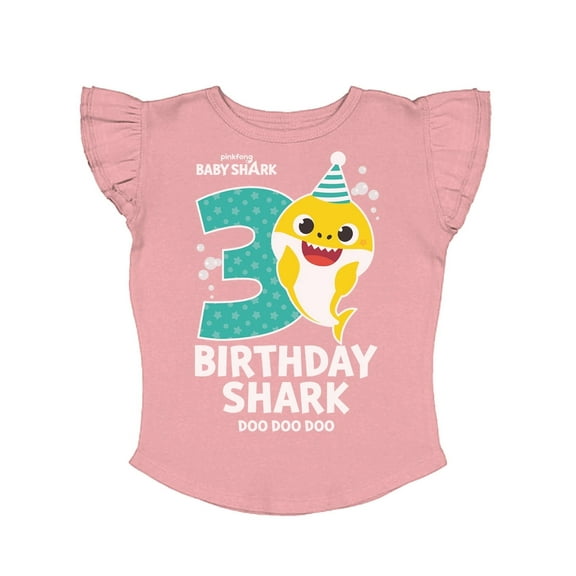 Tstars 3rd Birthday Baby Shark Shirt 3 Year Old Birthday Girl Toddler Girls Ruffle Sleeve Top 2T Mauvelous