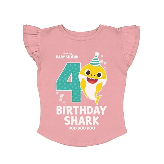 Tstars 4th Birthday Baby Shark Shirt 4 Year Old Birthday Girl Toddler Girls Ruffle Sleeve Top 2T Mauvelous