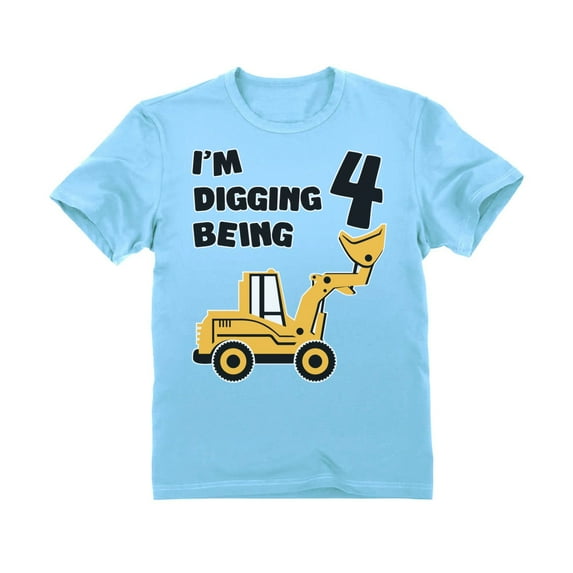 Tstars 4th Birthday Bulldozer Tractor Shirt - Perfect Gift for 4 Year Old - Fun Construction Party Tee - Toddler Kids B-Day Graphic T-shirt - Unique Birthday Present for Young Boys