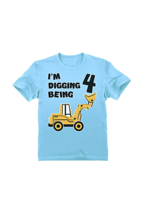 4th Birthday Bulldozer Tractor Shirt - Perfect Gift for 4 Year Old - Fun Construction Party Tee - Toddler Kids B-Day Graphic T-shirt - Unique Birthday Present for Young Boys