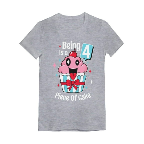 Tstars 4th Birthday Girl's T-shirt - Cupcake Graphic Tee - Perfect Gift for a Four Year Old Birthday Girl - Funny and Birthday Party Outfit - Fitted T Shirt for a Memorable Birthday Celebration