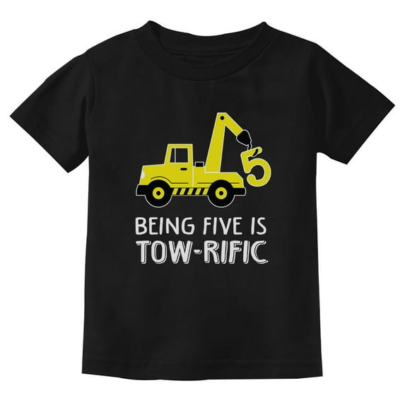 Tstars - 5th Birthday Tractor Construction Party Youth Kids T-Shirt Small Black