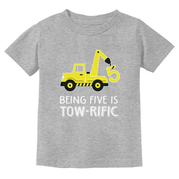 Tstars - 5th Birthday Tractor Construction Party Youth Kids T-Shirt Small Gray