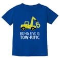 thumbnail image 1 of Tstars - 5th Birthday Tractor Construction Party Youth Kids T-Shirt X-Small Blue, 1 of 6