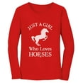 thumbnail image 1 of Tstars - A Girl Who Loves Horses Horse Lover Gift Women Long Sleeve T-Shirt XX-Large Red, 1 of 4