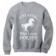 thumbnail image 1 of Tstars - A Girl Who Loves Horses Horse Lover Gift Women Sweatshirt Medium Gray, 1 of 4