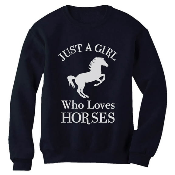 Tstars - A Girl Who Loves Horses Horse Lover Gift Women Sweatshirt Medium Navy
