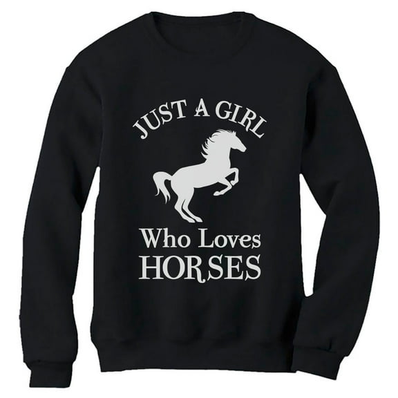 Tstars - A Girl Who Loves Horses Horse Lover Gift Women Sweatshirt Small Black