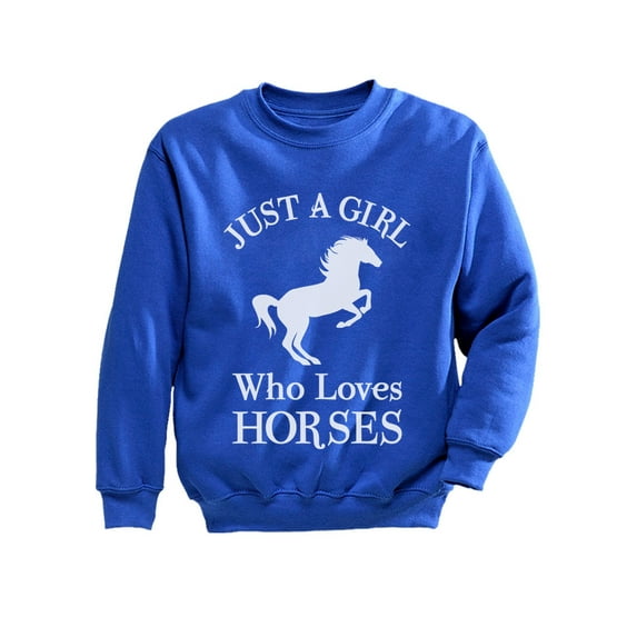 Tstars - A Girl Who Loves Horses Horse Lover Gift Youth Kids Sweatshirt Large Blue