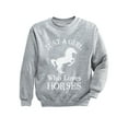 thumbnail image 1 of Tstars - A Girl Who Loves Horses Horse Lover Gift Youth Kids Sweatshirt Large Gray, 1 of 3