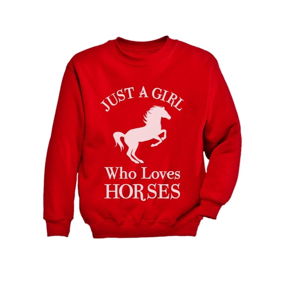 Tstars - A Girl Who Loves Horses Horse Lover Gift Youth Kids Sweatshirt X-Large Red