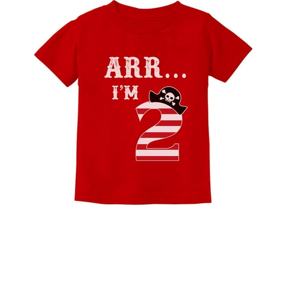 Tstars "Arr I'm 2" Pirate T-Shirt - Fun 2nd Birthday Gift for Toddlers - Unisex Kids Birthday Party Apparel - Perfect Present for Two-Year-Olds - Infant Celebration Tee