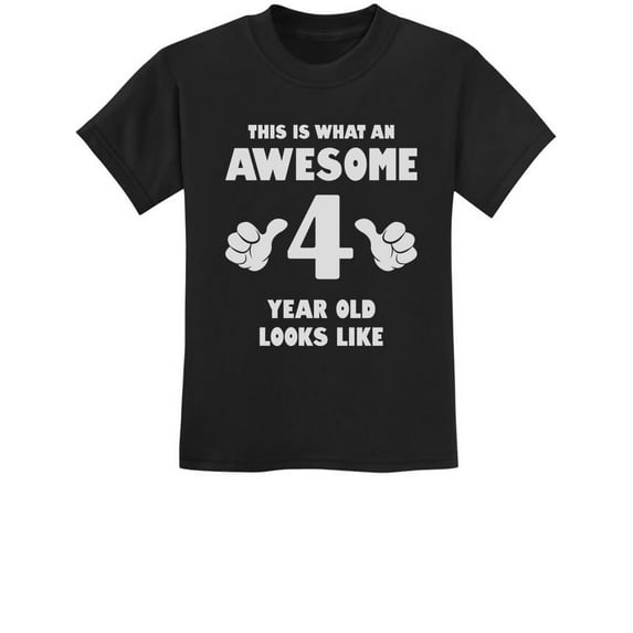 Tstars 'Awesome 4 Year Old' Unisex T-shirt - Ideal 4th Birthday Gift - Kid's Humor Birthday Tee - Celebration Party Wear - Comfortable Cotton Kids Apparel - Fun Birthday Shirt for Boys and Girls