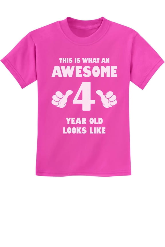 'Awesome 4 Year Old' Unisex T-shirt - Ideal 4th Birthday Gift - Kid's Humor Birthday Tee - Celebration Party Wear - Comfortable Cotton Kids Apparel - Fun Birthday Shirt for Boys and Girls