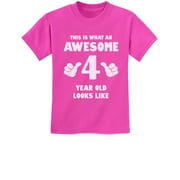 Tstars Awesome 4 Year Old Unisex T-shirt - Ideal 4th Birthday Gift - Kids Humor Birthday Tee - Celebration Party Wear - Comfortable Cotton Kids Apparel - Fun Birthday Shirt for Boys and Girls