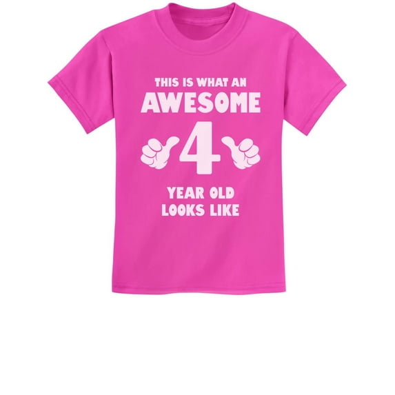 Tstars 'Awesome 4 Year Old' Unisex T-shirt - Ideal 4th Birthday Gift - Kid's Humor Birthday Tee - Celebration Party Wear - Comfortable Cotton Kids Apparel - Fun Birthday Shirt for Boys and Girls