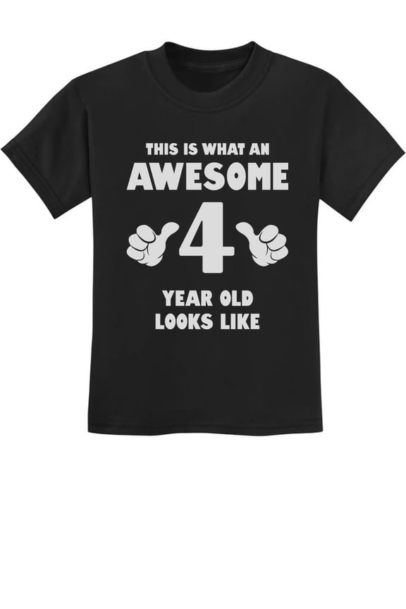 'Awesome 4 Year Old' Unisex T-shirt - Ideal 4th Birthday Gift - Kid's Humor Birthday Tee - Celebration Party Wear - Comfortable Cotton Kids Apparel - Fun Birthday Shirt for Boys and Girls