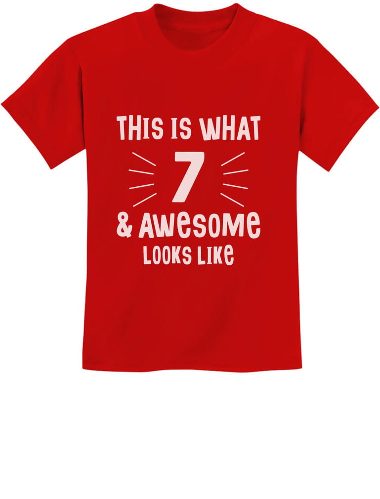 Awesome 7 Year Old T-Shirt - Perfect 7th Birthday Gift - Kids Birthday Clothes - Youth Party Tee - Celebratory B-Day Kids Shirt - Boys Unisex Birthday Apparel