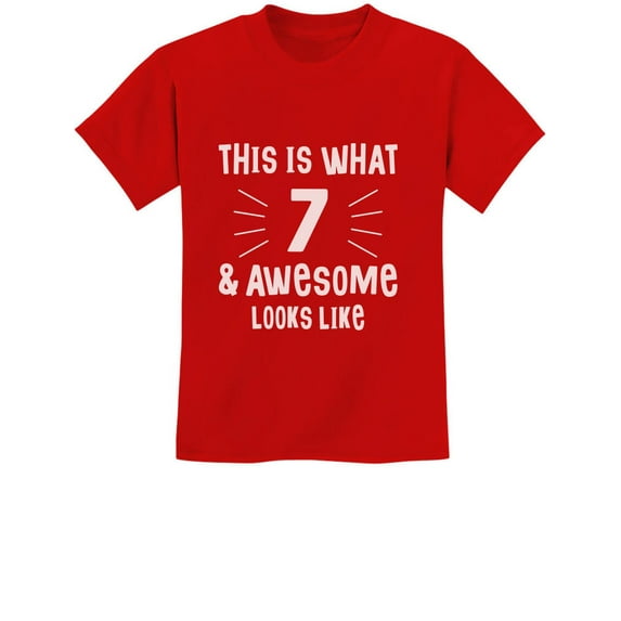 Tstars Awesome 7 Year Old T-Shirt - Perfect 7th Birthday Gift - Kids Birthday Clothes - Youth Party Tee - Celebratory B-Day Kids Shirt - Boys Unisex Birthday Apparel