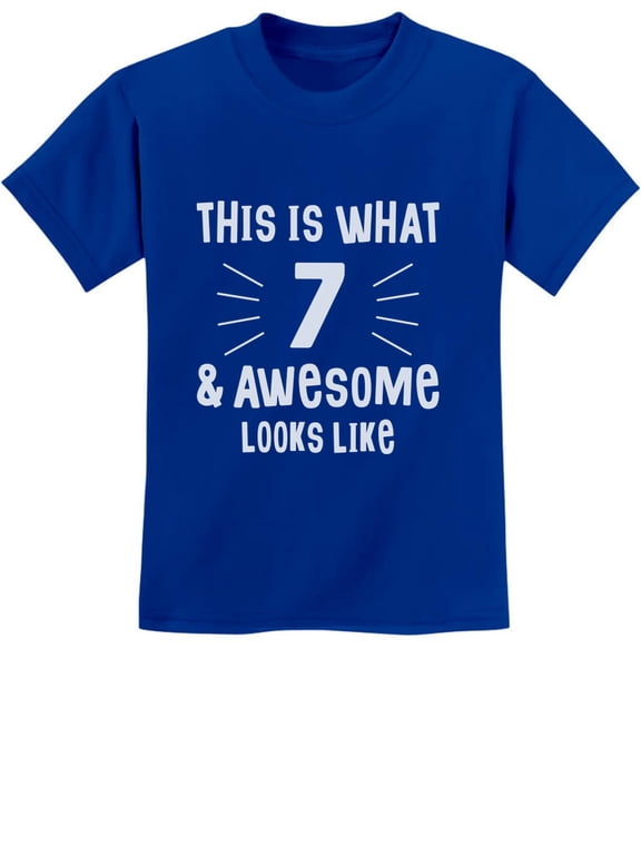 Awesome 7 Year Old T-Shirt - Perfect 7th Birthday Gift - Kids Birthday Clothes - Youth Party Tee - Celebratory B-Day Kids Shirt - Boys Unisex Birthday Apparel