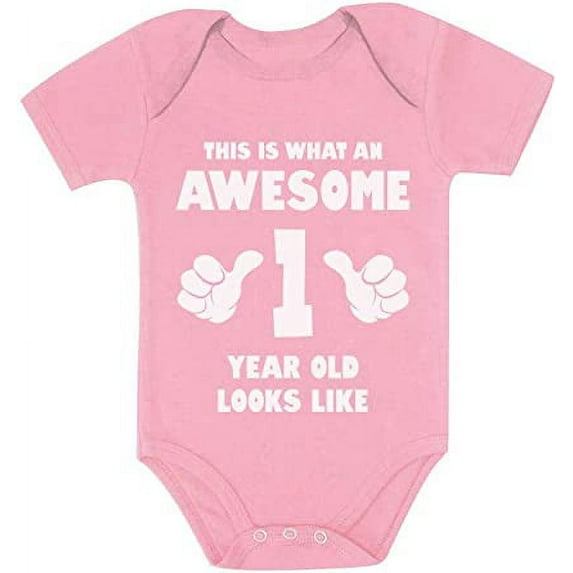 Tstars - Baby Boy I'm 1 Bodysuit One Year Old Birthday Gift Cute Baby Bodysuit 12M (6-12M) Pink