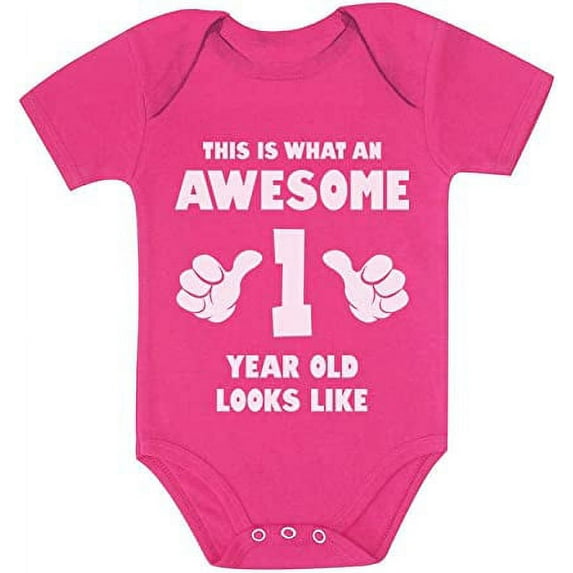 Tstars - Baby Boy I'm 1 Bodysuit One Year Old Birthday Gift Cute Baby Bodysuit 12M (6-12M) Wow Pink