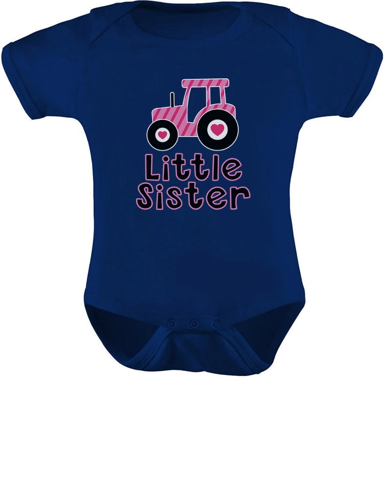 Tstars Baby Girl Bodysuit "Little Sister" TractorThemed Design