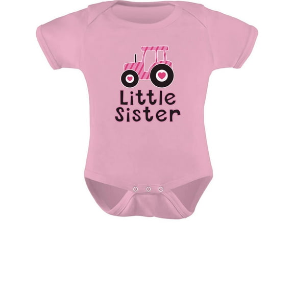 Tstars Baby Girl Bodysuit - "Little Sister" Tractor-Themed Design: Ideal Baby Shower Gift, Perfect for Tractor-Loving Little Sisters - Adorable Newborn Clothes for Little Farm Girls