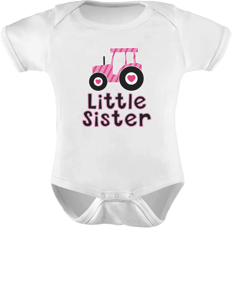 Tstars Baby Girl Bodysuit - "Little Sister" Tractor-Themed Design: Ideal Baby Shower Gift, Perfect for Tractor-Loving Little Sisters - Adorable Newborn Clothes for Little Farm Girls - image 1 of 6